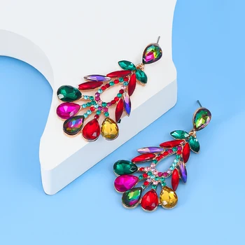 Нова тенденция на метални цветни обеци с кристали с геометричен дизайн, креативна декорация за вашето семейно парти, женски минималистичен аксесоар за подарък