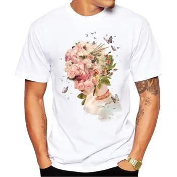 Новата модерна лятна мъжка тениска Symbiosis с къс ръкав, ризи с флорални принтом, ежедневни готина тениска