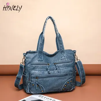Нови модни чанти-тоут за жени 2023, реколта чанта от мека изкуствена кожа, по-голямата голям чанта през рамо с множество джобове, чанти-месинджър sac