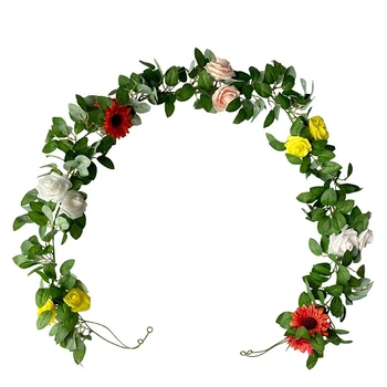 Нови продукти изкуствени листа на рози от ратан сватбени декорации от стиропор цветя зелени растителни орнаменти от изкуствени цветя, лозя