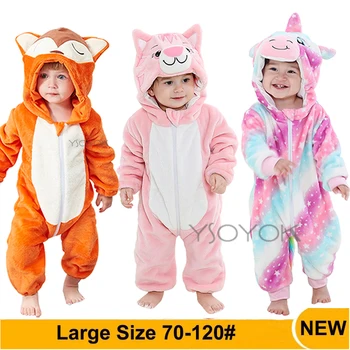 Облекло За новородени момчета, гащеризони, с качулка с изображение на котка и животни, зимни детски пижами, детски пижама, пижама за новородени