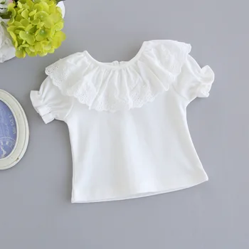Облекло за бебета, бели тениски за новородени момичета, памучни тениски с къс ръкав за деца, детски тениски, красиви летни потници