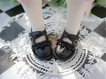 Обувки за кукли BJD SD 1/4 и 1/6 с кръгла глава, черна перекрещенная обтегач, малки кожени обувки, аксесоари за кукли bjd