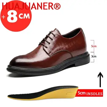 Обувки с асансьор, мъжки модел обувки 3/6/8 см, за мъже официалната обувки за зимата/пролетта, класически бизнес Луксозни мъжки oxfords, Обувки, за Костюми, Обувки