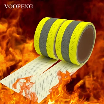 Огнеустойчиви Светоотражающая Плат VOOFENG Flame, с Дупки, Флуоресцентно Жълт Предупредителен Лента, Пришитая към Облеклото на Пожарникар RS-FR03K