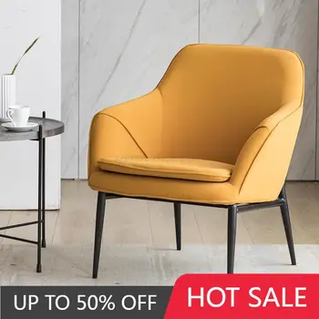 Отпуснете се в Мързелив диван Прост Дизайн Удобен Кожен Ергономичен диван-стол Кръгла всекидневна с Канапе-Салон, Мебели за всекидневна