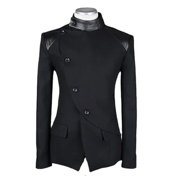 Палто в стил steampunk, однобортный блейзър, костюми, оборудвана мъжки яке с висока яка, копчета, палта на Бъдещето в стил мозайка