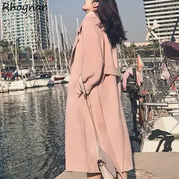 Палто от смесовой тъкан X-long, дамски дрехи, дантела с вдлъбнатина, нежна Елегантна естетика, темперамент, корейски стил, зимна минимализъм, уютен