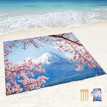 Пескостойкие Плажни Шалтета, Водоустойчив Одеяла Mount Fuji, Лесен Плажен Мат, Преносим Подложка за пикник за Пътуване, Къмпинг на открито
