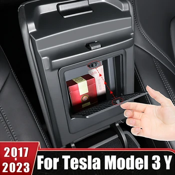 Подлакътник на Централната Конзола на Автомобила, Скрит Чекмедже За Съхранение на Притежателя на Съда, Органайзер за Tesla Model 3 Y 2017 2018 2019 2020 2021 2022 2023
