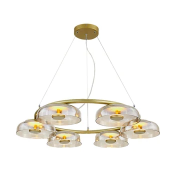 Полилей Blossi, модерна подвесная лампа от стъкло и злато, за хол, спални, интериор в стил LOFT, 260 90 В