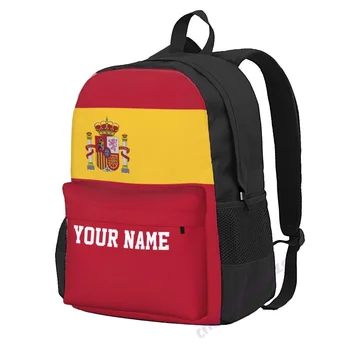 Потребителско име, флаг на Испания, раницата от полиестер за мъже, дамска чанта, ежедневни студентски туризъм чанта, къмпинг