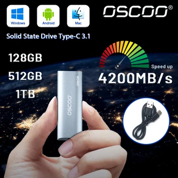 Преносим SSD устройство OSCOO USB3.1 Type-C Gen 4 Външен твърд диск за съхранение на файлове при бизнес пътувания 1 TB disque dur обратно външни въоръжение ssd