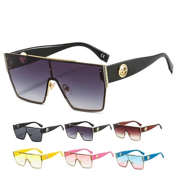Продажба на едро 2022, модерен дизайнерски слънчеви очила на най-Новите нюанси, цветни, наклон цвят, UV400, Извънгабаритни квадратни Слънчеви очила за жени