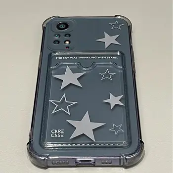 Прозрачен Калъф за мобилен телефон с Отделение за карти с Памет Xiaomi Redmi Note 11 Pro Note 8 9 Pro Max 10s Redmi 9 9А 9В 9T Star Bag Cover