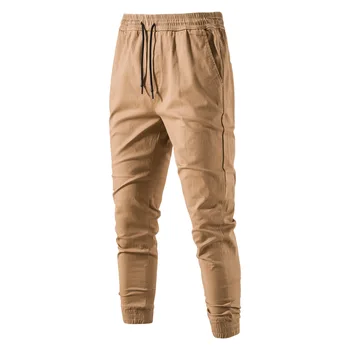 Пролетно-есенни мъжки панталони цвят Каки, всекидневни дишащ гащеризон големи размери, мъжки модерни панталони, дълги зелено-кафяви панталони за момчетата на дантела-3xl