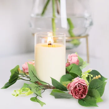 Пръстен-венец от листа на изкуствено цвете за сватбена маса, дом декор за парти