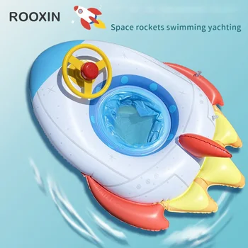 Пръстен за гмуркане на водна моторна лодка Rooxin за бебета, надуваеми играчки за басейна, Кръг за плуване с волана колело, седалка за плуване