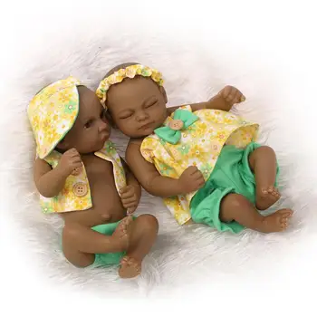 Пълна Силиконова Кукла Реборн 27 см Черна Кожа Момиче Момче Bebe Реборн Африканска Кукла Етническа Играчка За Детско Подарък