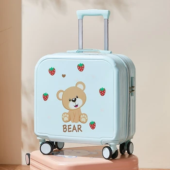 Пътни чанти за деца, сладък модерен детски багаж с герои от анимационни филми, един малък куфар с кодово заключване на колела, лек багаж