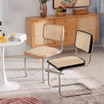 Ретро Ретро ротанговый стол ръчно изработени, обикновен дървен стол за хранене, маса за Хранене и столове, домашен стол за хранене, стол-трон