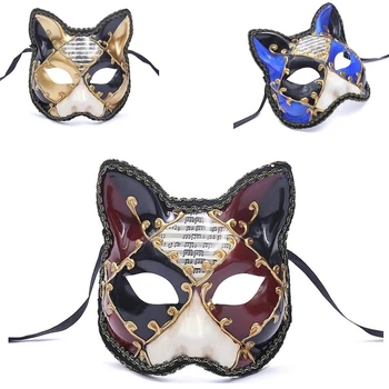 Ретро Хубава музика в стил котешки уши, Италия, Венециански театър, забавна маска на половината от лицето на Хелоуин, на карнавалните вечер, подпори за костюмированной партита