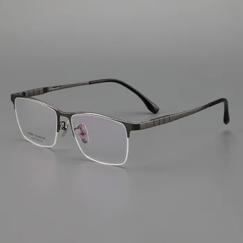 Ретро рамки за очила, мъжки късогледство, за четене, женски персонални очила, висококачествен чист титан, прости оптични очила без рамки