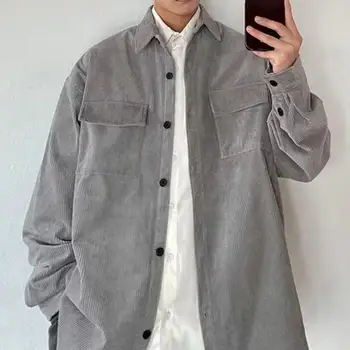 Риза Палто Дышащее мъжко палто Удобно Ветрозащитное свободно корейското стилно однотонное палто-риза