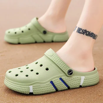 Сабо унисекс, Градински обувки, Леки нескользящие чехли-пързалки, Дневни плажни сандали с изрези