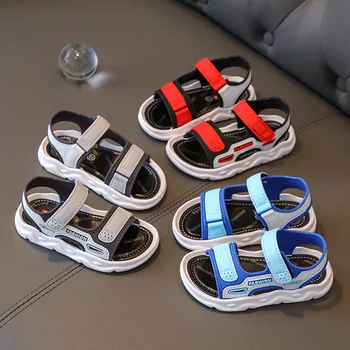 Сандали за момчета 2023, новата модерна лятна плажна обувки с мека подметка за по-малките момчета