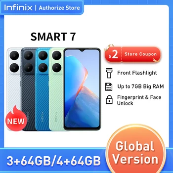 * Световна премиера - * Глобалната версия на Infinix SMART 7 с 3D текстура 6.6 Big HD + Отключване на пръстови отпечатъци и защита на лицето с по-голяма батерия с Капацитет 5000 mah