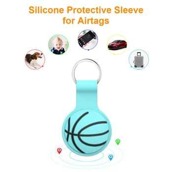 Силиконов калъф с баскетбольным модел, защитен кожен калъф с ключодържател, силиконов защитен калъф за броня, съвместим с AirTag