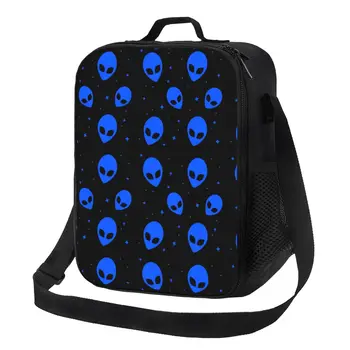 Синя черна научно-фантастична чанта с изображение на чужденец, термоизолированная чанта за обяд, дамски преносима чанта за обяд за училище, многофункционална кутия за Bento