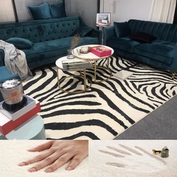 Скандинавски черно-бял килим, дебели имитира кашмир, на голяма площ, подложки за дивана в хола, нощни подложка за спални, татами, подложка за пода