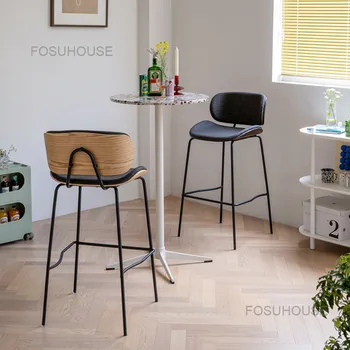 Скандинавските Модерни Прости Леки Бар столове от масивна дървесина за дневна, малък, семейството, ресторанта, дизайнерски бар стол с облегалка