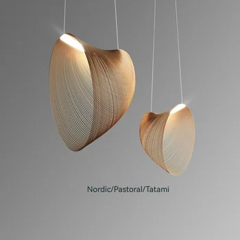 Скандинавските висящи лампи Wabi Sabi Bird ' s Nest LED, дървени акрилна настолна полилей за трапезария, начало декор, полилеи за вътрешно осветление