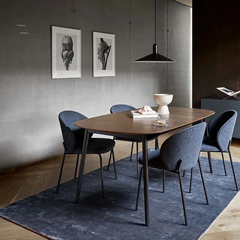 Скандинавските фланелен трапезни столове, Мебели за дома, Модерен минималистичен стол за хранене с мека облегалка, дизайнерски дневни, столове за кухня