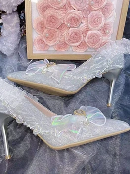Скъпа Елегантен дамски обувки Mary Janes, френски реколта обувки-лодка с цветя на носа, дамски обувки-лодка с мъниста, ретро-страхотни обувки на тънък ток 2023