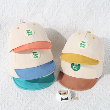Сладък бейзболна шапка в стил мозайка с буквите за малки момчета и момичета, солнцезащитная шапка, с мека периферия, летни детски регулируеми шапки за улицата