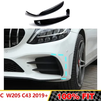 Сплитер фарове за мъгла Фарове Предна Броня Canard Air Cover Накладки за Mercedes-Benz C Class W205 C43 AMG 2019 + Черно гланц
