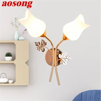 Стенни лампи AOSONG Модерни и креативни led аплици във формата на цвете за дома, спални