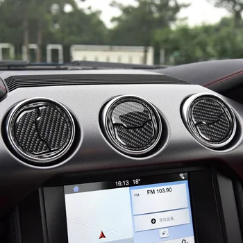 Стикер за вътрешна декорация от настоящето Въглеродни влакна 3ШТ за Ford Mustang 2015-2020 Воздуховыпускное отвора на Арматурното табло, вентилационна шапка, Аксесоари за интериор на автомобила