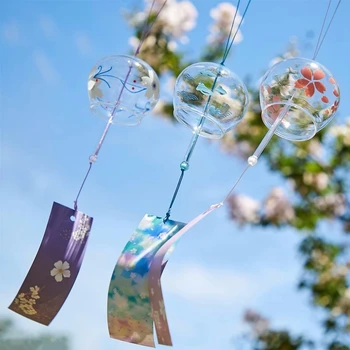 Стъклен звънец Сакуры, окачен подарък за рожден ден, украшение, прозрачен Камбанка, окачване и интериор в японски стил