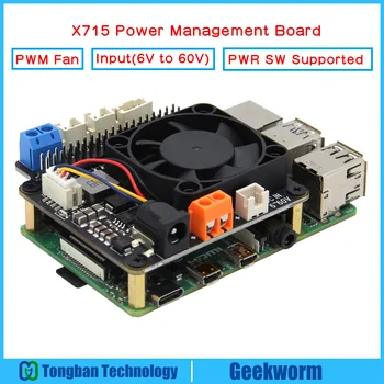 Такса за управление на захранването Raspberry Pi X715 с PWM вентилатор, широка мощност напрежение (от 6 до 60 В) изход 5 макс. 5A за Pi 4 модела B/ 3Б +/3Б