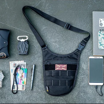 Тактическа чанта през рамо, чанта за подмишниците, мъжки Бойна чанта Скрит Агент Molle, Чанта за пътуване, в чантата си за телефон, ключ, анти-кражба чанта
