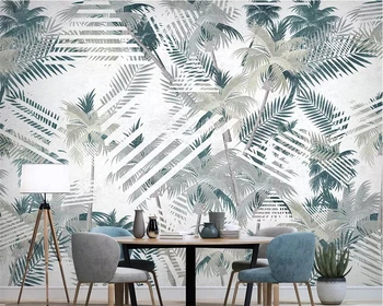 Тапети beibehang на поръчка 3D Скандинавски тропическо растение Кокосова палма Геометрични линии Фотообои за спални, всекидневна