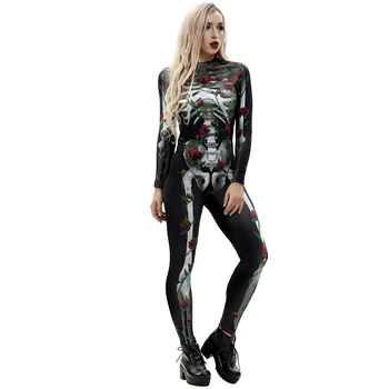 Тела с розови виртуален скелет, женски карнавальное боди за Хелоуин Костюм Burning Man, Фестивален костюм Zentai, Женски празничен костюм с дълъг ръкав
