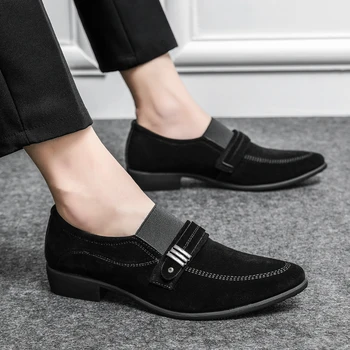 Тенденцията лоферы от изкуствен велур, мъжки ежедневни обувки на плоска подметка с монашеским каишка, официалната парти, абитуриентски вечер, бизнес обувки Zapatos Hombre