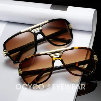 Тенденцията модни метални Извънгабаритни квадратни слънчеви очила, Луксозни дамски слънчеви очила в стил пънк, Мъжки дамски слънчеви очила Oculos De Sol UV400, Очила