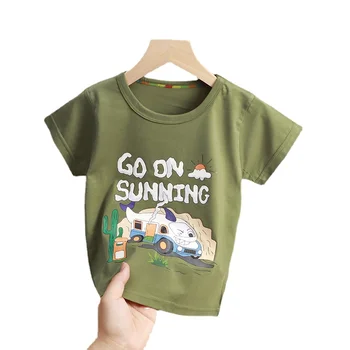 Тениска За Деца, Дрехи за Малките Момчета, Детска Тениска с принтом Автомобили, Лятна Тениска с Къс Ръкав, Детска Тениска, Дрехи За Момичета